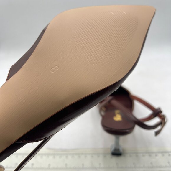 Wansseny Wine Slingback Kitten Heel Closed Toe Dressy Pumps Low Heel Sandals - Picture 5 of 7